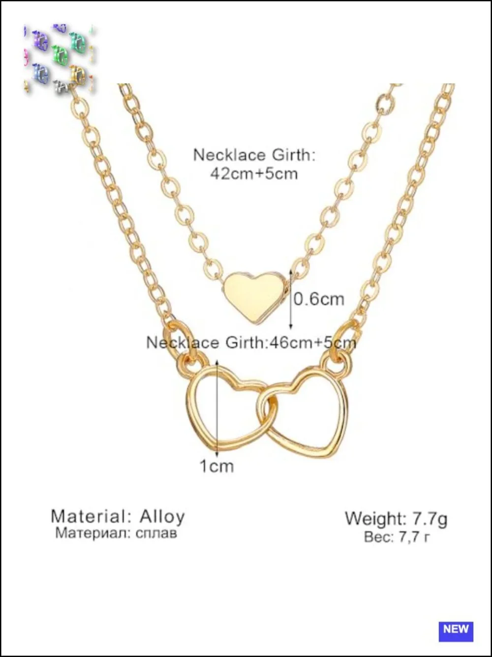 Gold Heart Pendant Necklace Set Adjustable Layered Hollow Love Chain Trendy